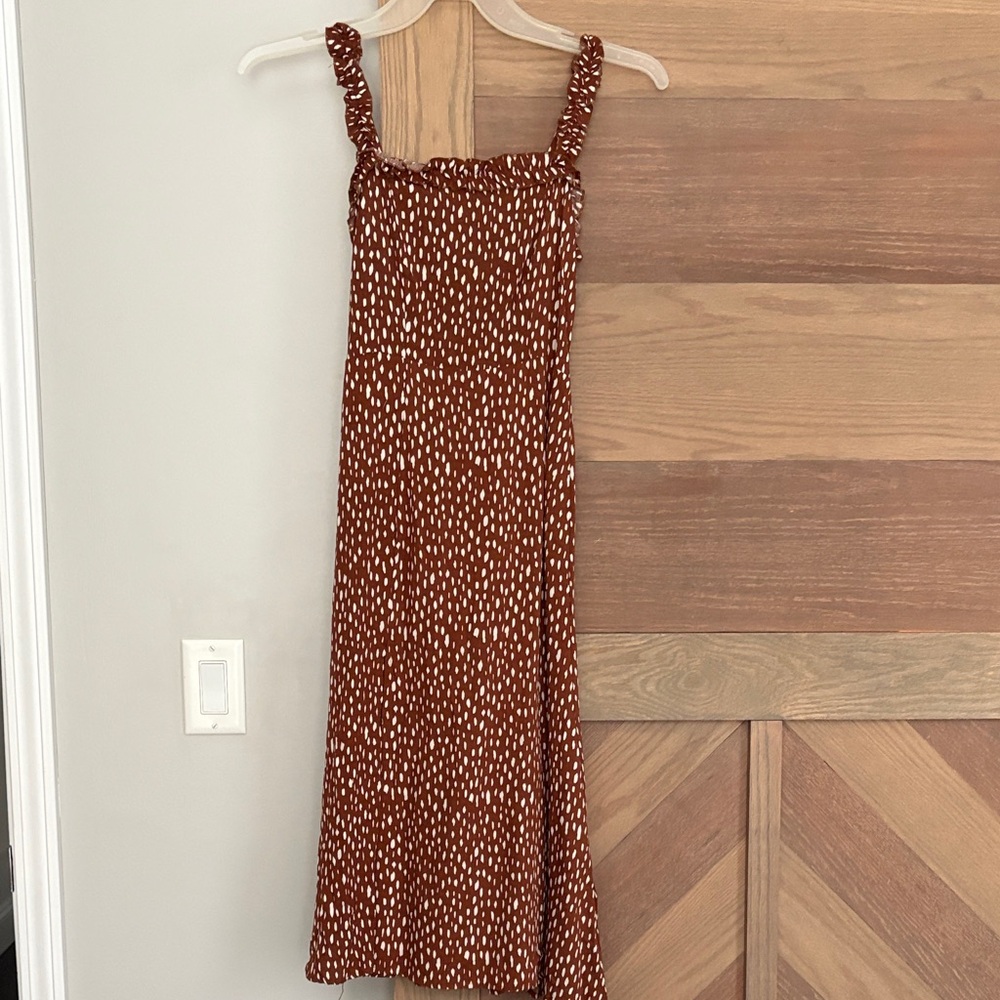 Miami Brown and White Midi Dress